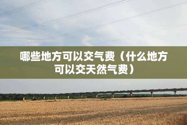 哪些地方可以交气费（什么地方可以交天然气费）