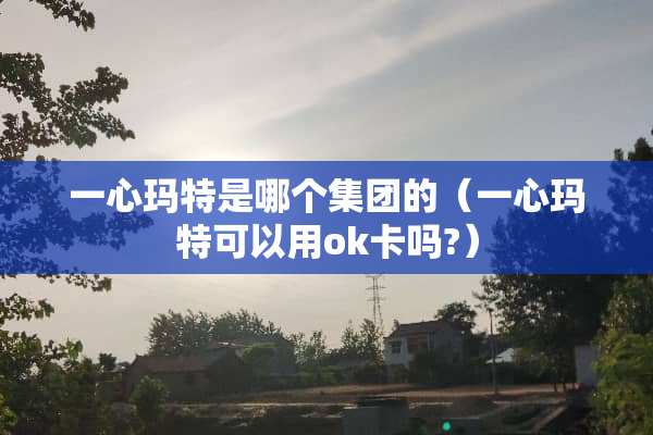 一心玛特是哪个集团的（一心玛特可以用ok卡吗?）