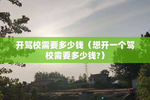 开驾校需要多少钱（想开一个驾校需要多少钱?）