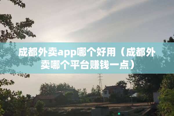 成都外卖app哪个好用（成都外卖哪个平台赚钱一点）