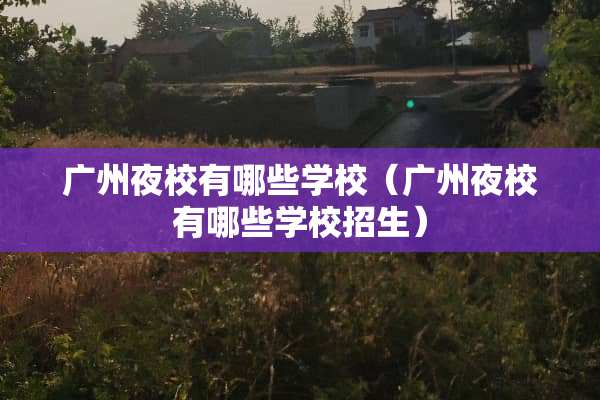 广州夜校有哪些学校（广州夜校有哪些学校招生）