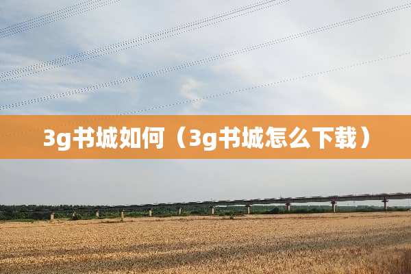 3g书城如何（3g书城怎么下载）