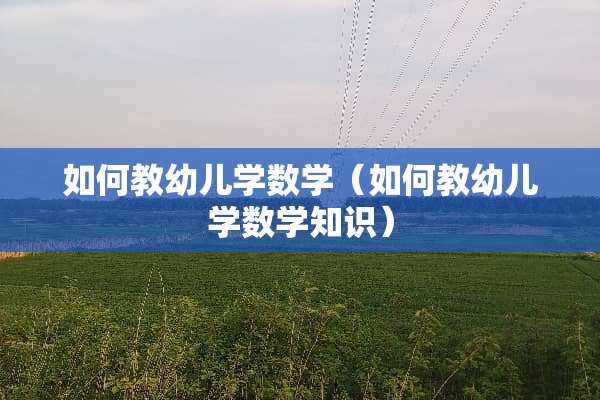 如何教幼儿学数学（如何教幼儿学数学知识）