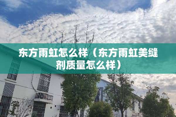 东方雨虹怎么样（东方雨虹美缝剂质量怎么样）