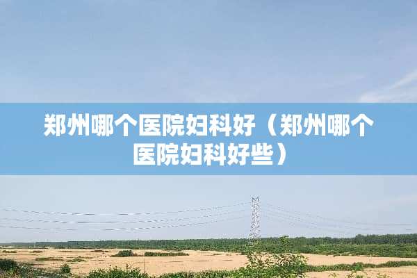 郑州哪个医院妇科好（郑州哪个医院妇科好些）
