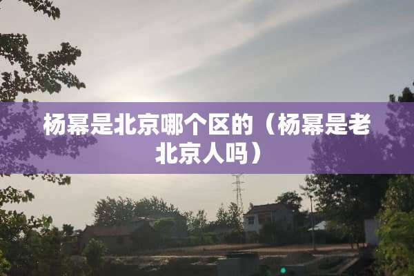 杨幂是北京哪个区的（杨幂是老北京人吗）