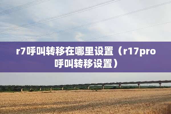 r7呼叫转移在哪里设置（r17pro呼叫转移设置）
