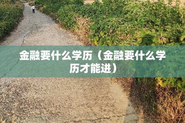 金融要什么学历（金融要什么学历才能进）