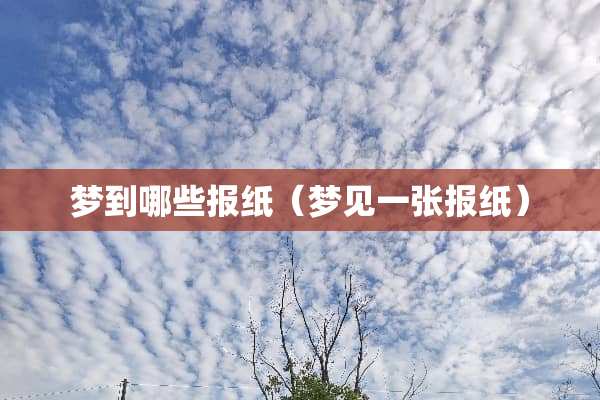 梦到哪些报纸（梦见一张报纸）