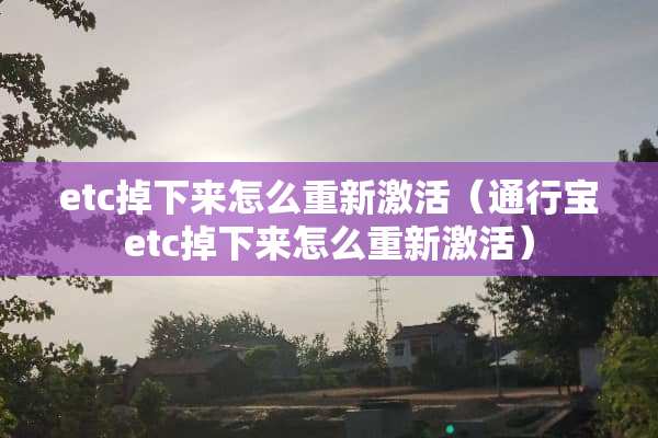 etc掉下来怎么重新激活（通行宝etc掉下来怎么重新激活）