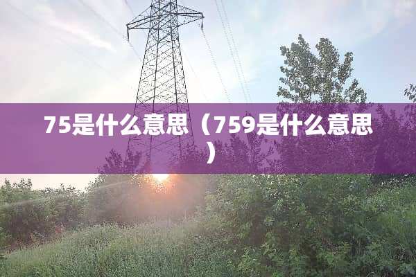 75是什么意思（759是什么意思）