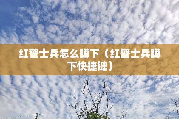 红警士兵怎么蹲下（红警士兵蹲下快捷键）