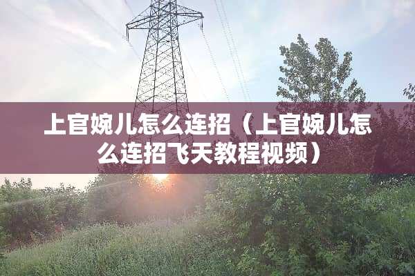 上官婉儿怎么连招（上官婉儿怎么连招飞天教程视频）