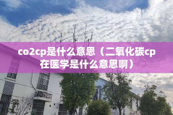 co2cp是什么意思（二**碳cp在医学是什么意思啊）