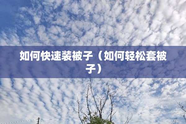 如何快速装被子（如何轻松套被子）