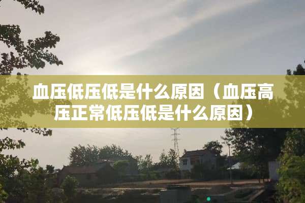 血压低压低是什么原因（血压高压正常低压低是什么原因）