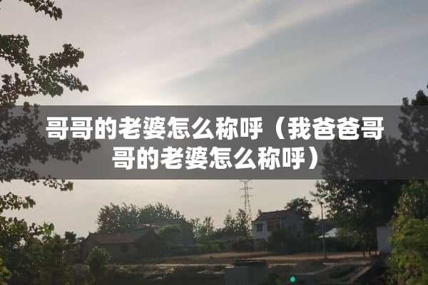 哥哥的老婆怎么称呼（我爸爸哥哥的老婆怎么称呼）