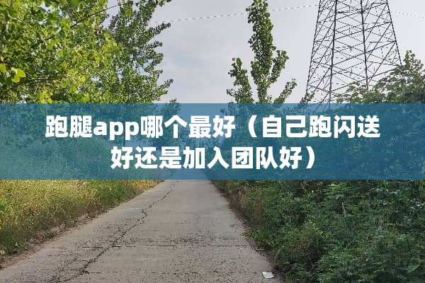 跑腿app哪个最好（自己跑闪送好还是加入团队好）