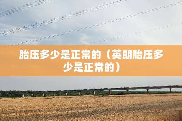 胎压多少是正常的（英朗胎压多少是正常的）