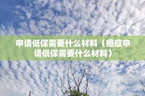 申请低保需要什么材料（癌症申请低保需要什么材料）