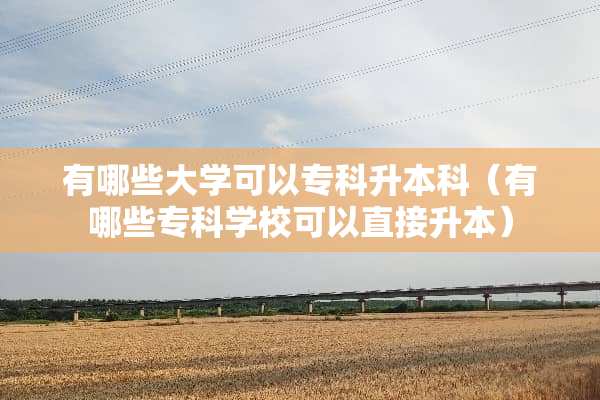有哪些大学可以专科升本科（有哪些专科学校可以直接升本）