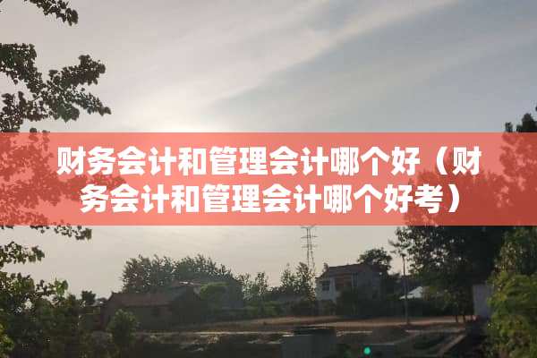 财务会计和管理会计哪个好（财务会计和管理会计哪个好考）