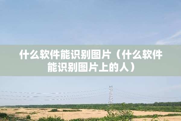 什么软件能识别图片（什么软件能识别图片上的人）