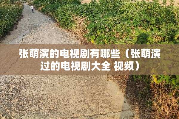 张萌演的电视剧有哪些（张萌演过的电视剧大全 视频）