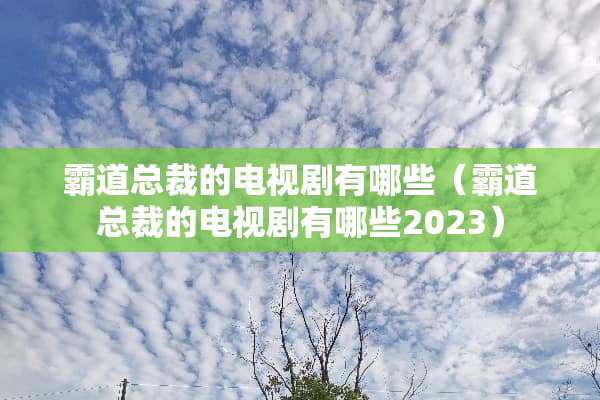 霸道总裁的电视剧有哪些（霸道总裁的电视剧有哪些2023）