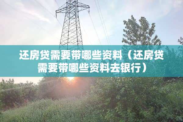 还房贷需要带哪些资料（还房贷需要带哪些资料去银行）