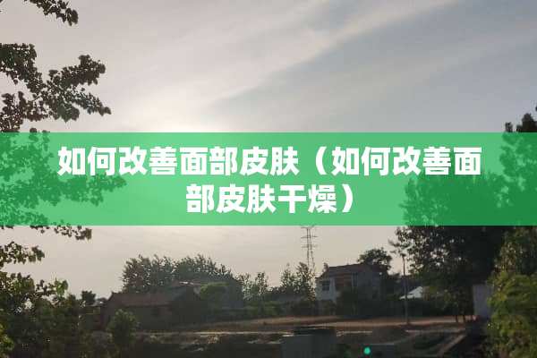 如何改善面部皮肤（如何改善面部皮肤干燥）