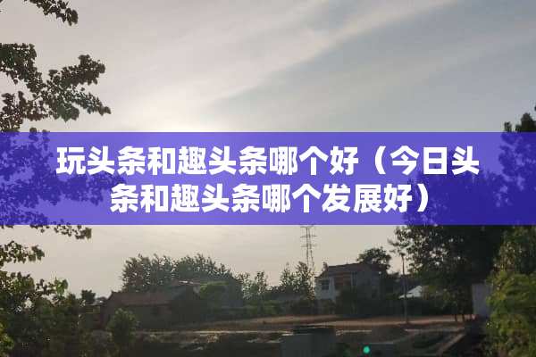 玩头条和趣头条哪个好（今日头条和趣头条哪个发展好）