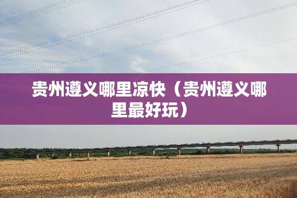 贵州遵义哪里凉快（贵州遵义哪里最好玩）