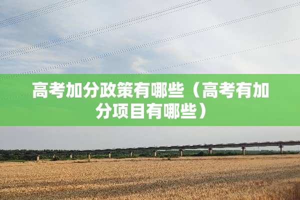 高考加分政策有哪些（高考有加分项目有哪些）
