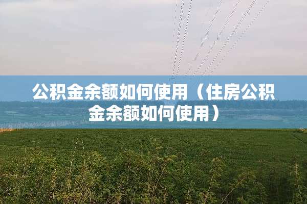 公积金余额如何使用（住房公积金余额如何使用）