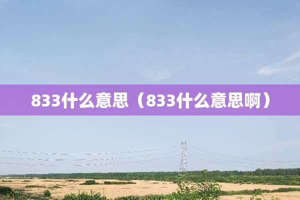 833什么意思（833什么意思啊）