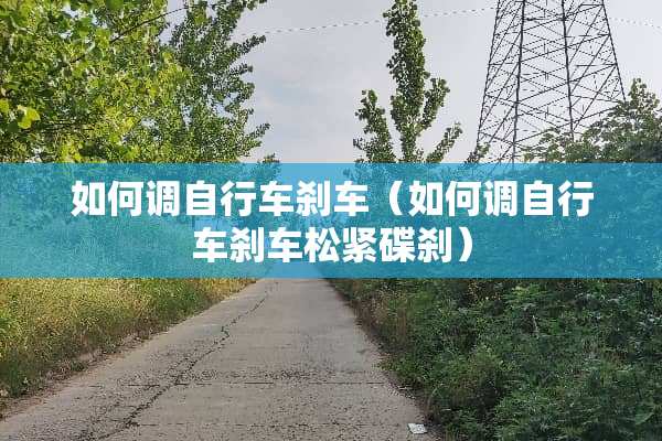 如何调自行车刹车（如何调自行车刹车松紧碟刹）