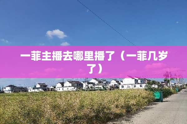 一菲主播去哪里播了（一菲几岁了）