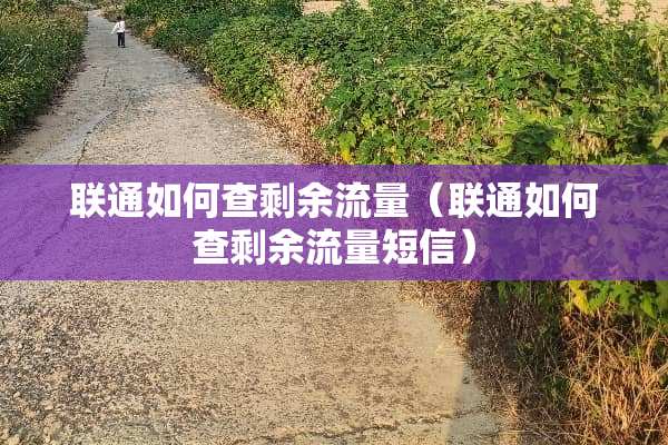 联通如何查剩余流量（联通如何查剩余流量短信）