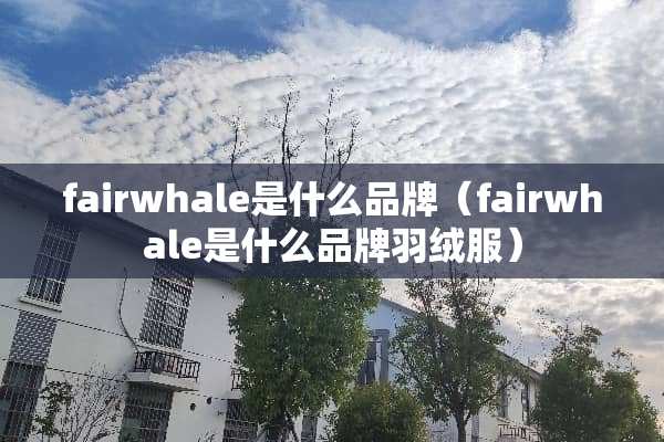 fairwhale是什么品牌（fairwhale是什么品牌羽绒服）