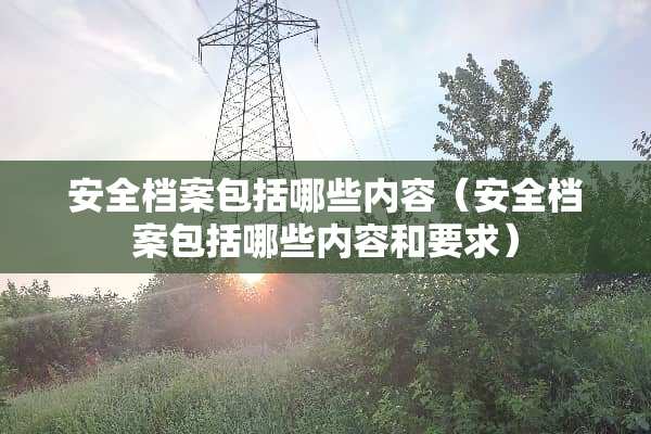 安全档案包括哪些内容（安全档案包括哪些内容和要求）