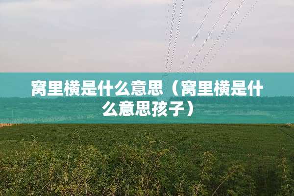 窝里横是什么意思（窝里横是什么意思孩子）
