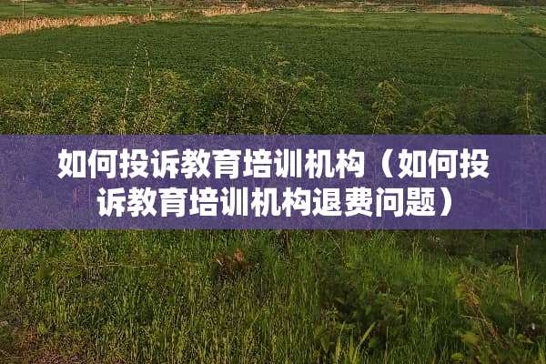 如何投诉教育培训机构（如何投诉教育培训机构退费问题）