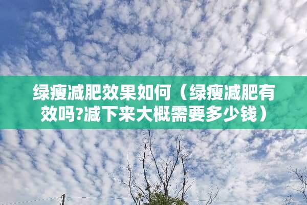 绿瘦减肥效果如何（绿瘦减肥有效吗?减下来大概需要多少钱）
