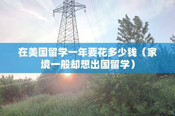 在美国留学一年要花多少钱（家境一般却想出国留学）