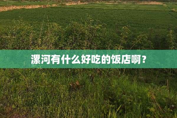 漯河有什么好吃的饭店啊？