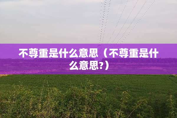不尊重是什么意思（不尊重是什么意思?）