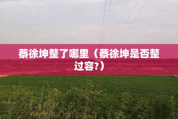 蔡徐坤整了哪里（蔡徐坤是否整过容?）