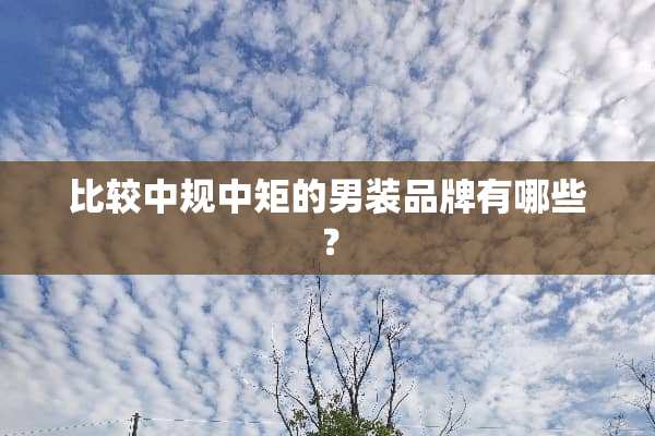比较中规中矩的男装品牌有哪些？
