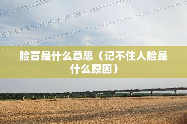 脸盲是什么意思（记不住人脸是什么原因）